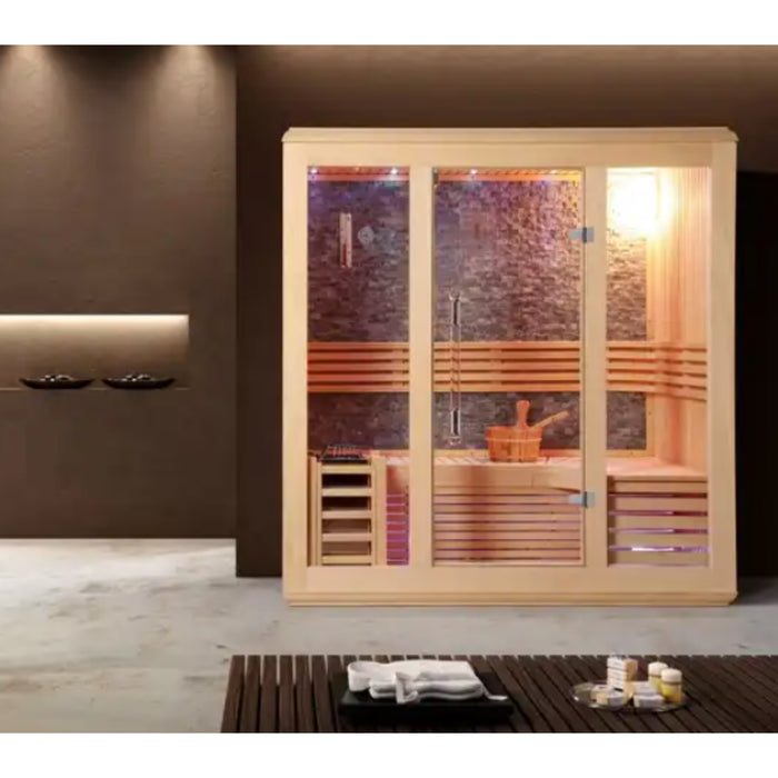 Indoor 3-4 person Sauna, Luxury Canadian Hemlock Wood I Comfort Corner
