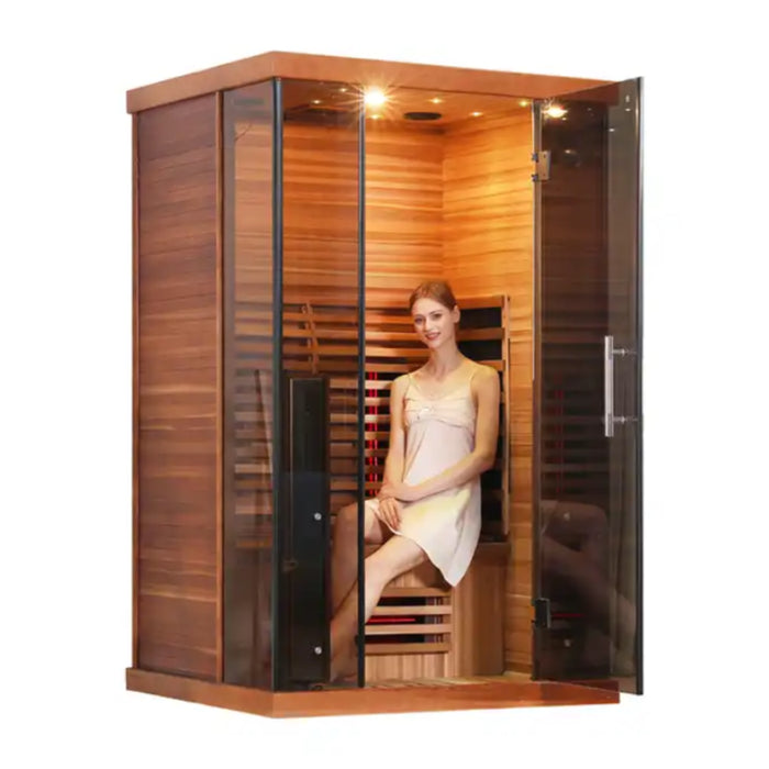 Indoor 1-2 Person Infrared Luxury Sauna, Red Cedar Wood I Comfort Corner