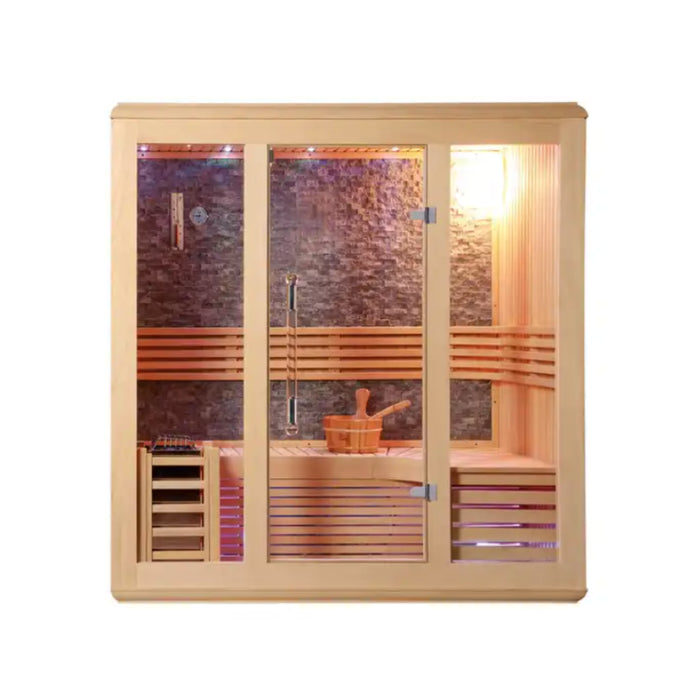 Indoor 3-4 person Sauna, Luxury Canadian Hemlock Wood I Comfort Corner